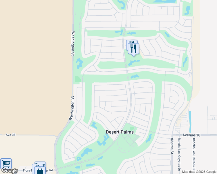 map of restaurants, bars, coffee shops, grocery stores, and more near 78352 Yucca Blossom Drive in Palm Desert