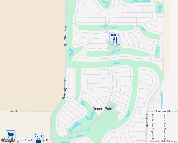 map of restaurants, bars, coffee shops, grocery stores, and more near 78247 Willowrich Drive in Palm Desert