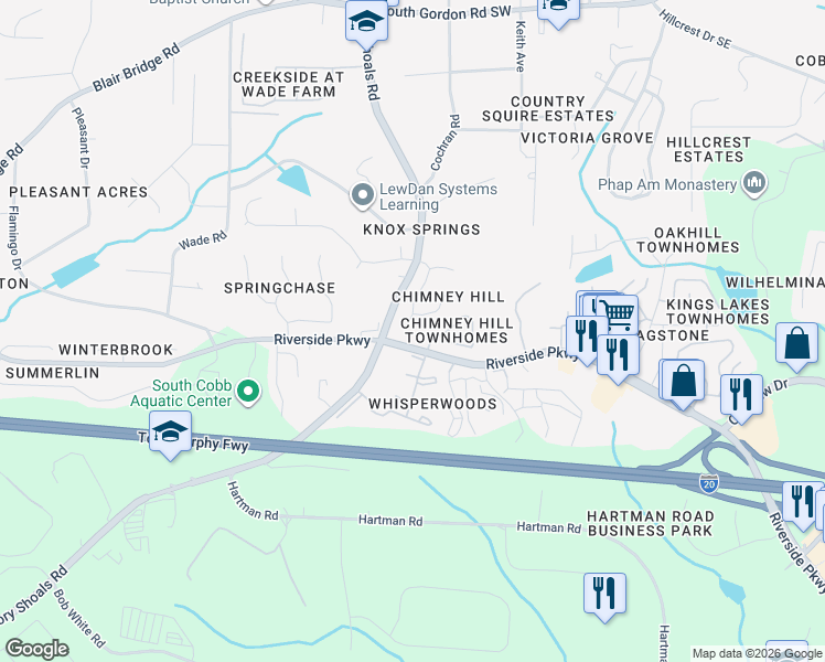 map of restaurants, bars, coffee shops, grocery stores, and more near in Austell
