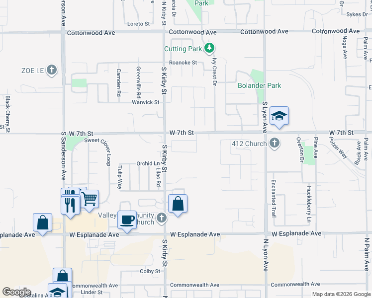 map of restaurants, bars, coffee shops, grocery stores, and more near 1821 Bridle Trail in San Jacinto