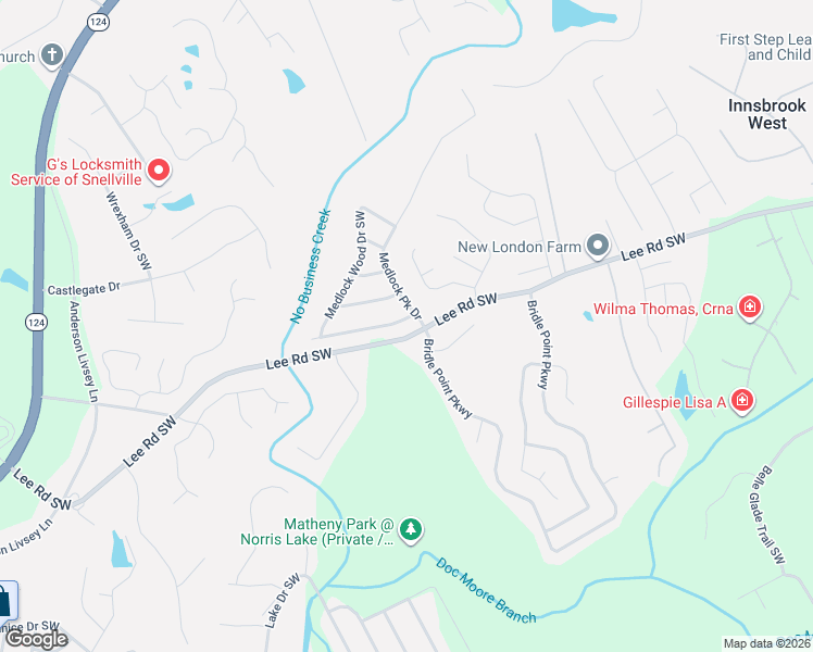 map of restaurants, bars, coffee shops, grocery stores, and more near 4120 Lee Road Southwest in Snellville