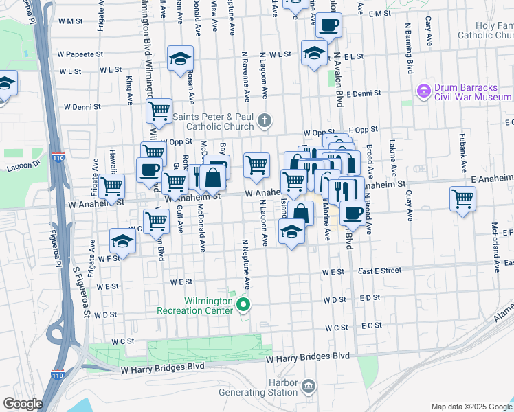 map of restaurants, bars, coffee shops, grocery stores, and more near 704 North Lagoon Avenue in Los Angeles