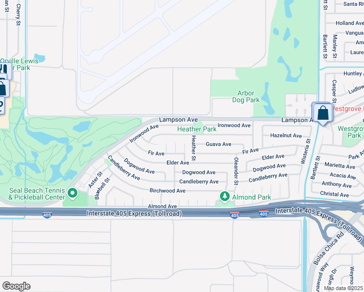 map of restaurants, bars, coffee shops, grocery stores, and more near 4400 Fir Avenue in Seal Beach