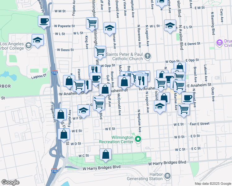 map of restaurants, bars, coffee shops, grocery stores, and more near 713 McDonald Avenue in Los Angeles