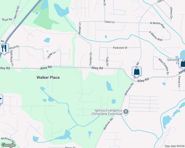 map of restaurants, bars, coffee shops, grocery stores, and more near 3381 Swan Drive in Douglasville
