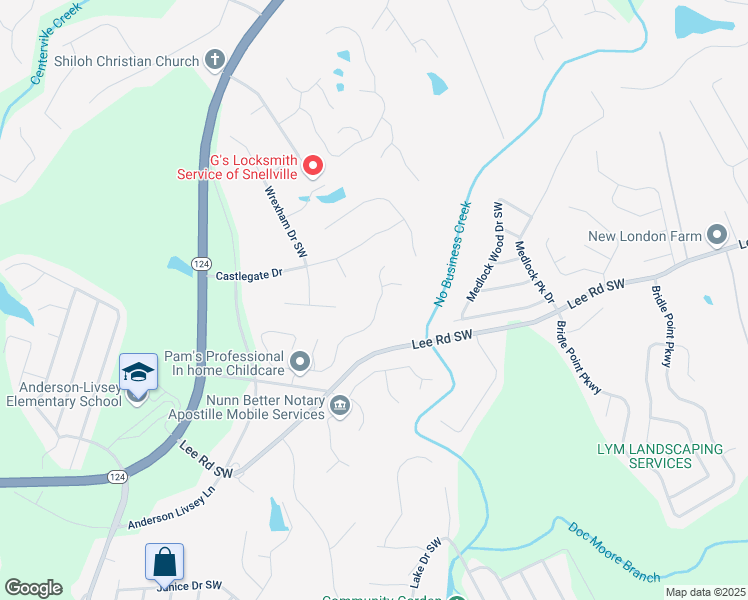 map of restaurants, bars, coffee shops, grocery stores, and more near 4175 Round Stone Drive in Snellville