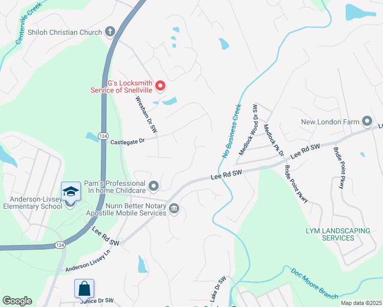 map of restaurants, bars, coffee shops, grocery stores, and more near 4175 Round Stone Drive in Snellville