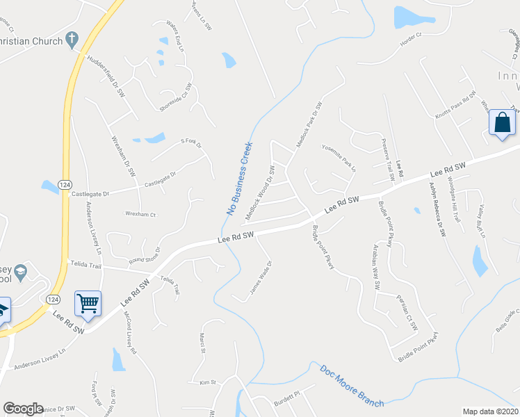 map of restaurants, bars, coffee shops, grocery stores, and more near 4284 Wood Cove Drive in Snellville