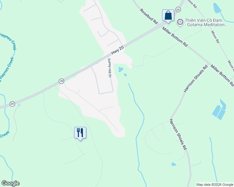 map of restaurants, bars, coffee shops, grocery stores, and more near 3755 Sunny Hill Drive in Loganville