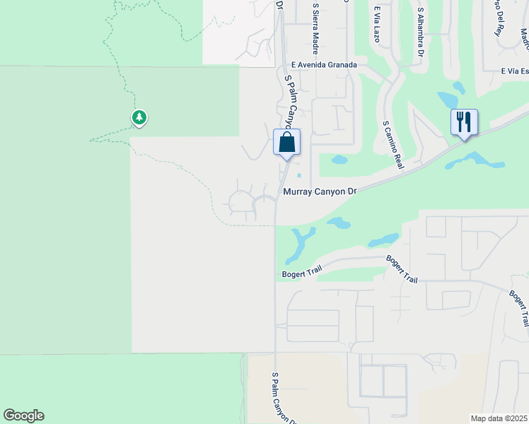 map of restaurants, bars, coffee shops, grocery stores, and more near 2910 Cervantes Court in Palm Springs