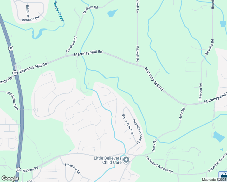 map of restaurants, bars, coffee shops, grocery stores, and more near 7222 Brittany Way in Douglasville