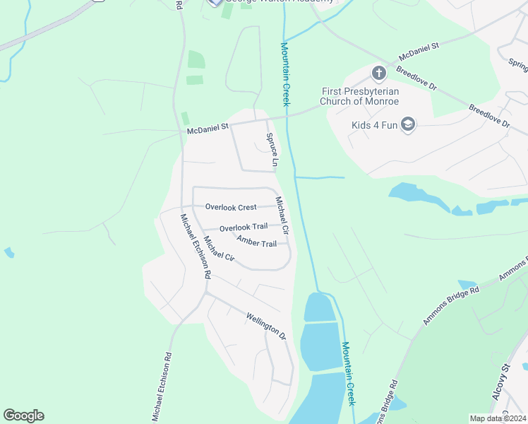 map of restaurants, bars, coffee shops, grocery stores, and more near 738 Overlook Crest in Monroe