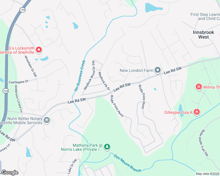 map of restaurants, bars, coffee shops, grocery stores, and more near 4240 Medlock Park Drive Southwest in Snellville