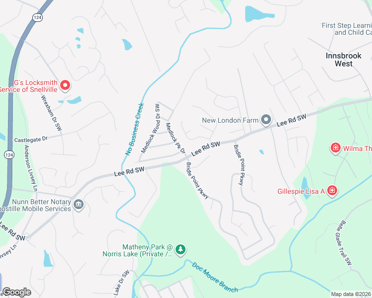 map of restaurants, bars, coffee shops, grocery stores, and more near 4240 Medlock Park Drive in Snellville