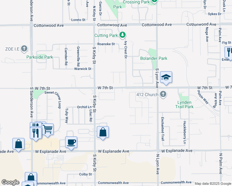 map of restaurants, bars, coffee shops, grocery stores, and more near 731 Winding Trail in San Jacinto