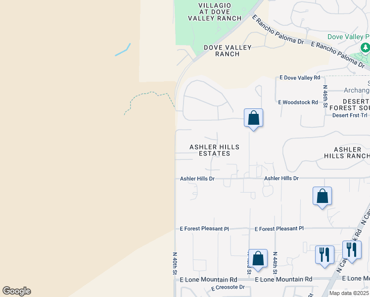 map of restaurants, bars, coffee shops, grocery stores, and more near 32405 North 40th Street in Cave Creek