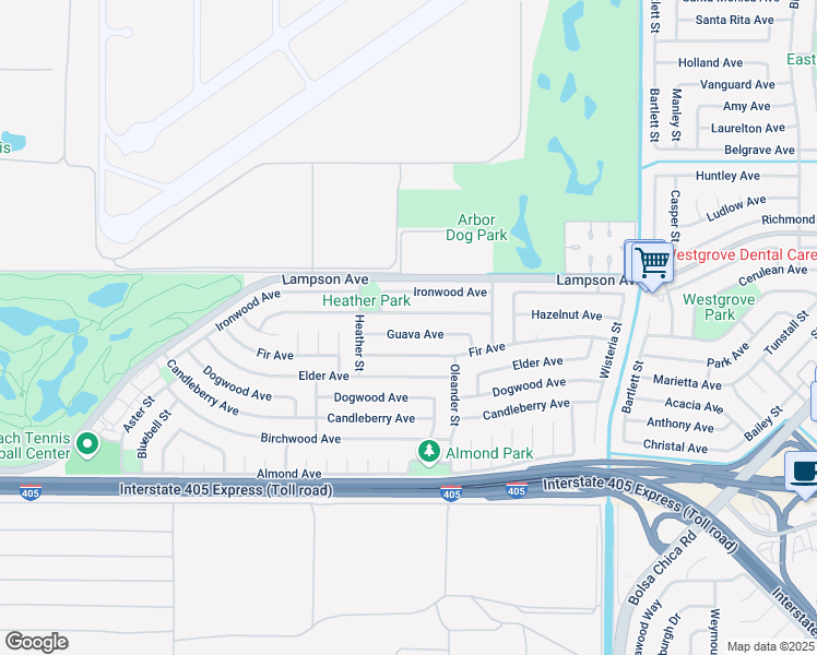 map of restaurants, bars, coffee shops, grocery stores, and more near 4532 Hazelnut Avenue in Seal Beach