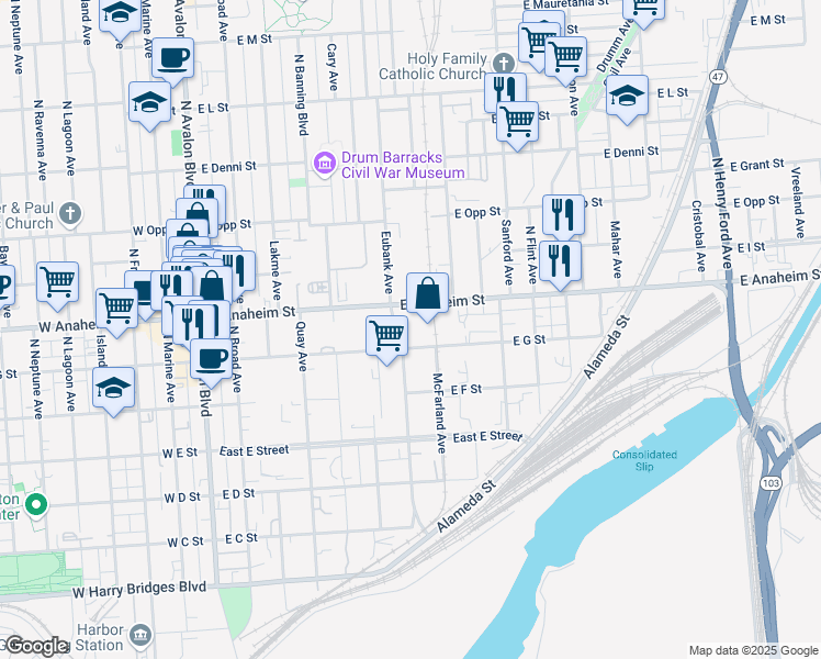 map of restaurants, bars, coffee shops, grocery stores, and more near 720 Eubank Avenue in Los Angeles