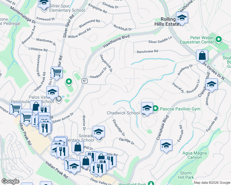 map of restaurants, bars, coffee shops, grocery stores, and more near 4809 Falcon Rock Place in Rancho Palos Verdes