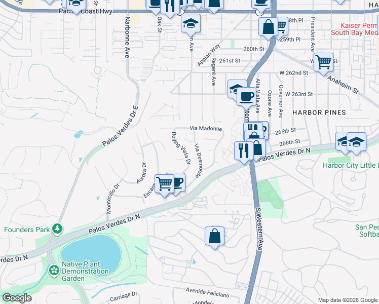 map of restaurants, bars, coffee shops, grocery stores, and more near in Lomita