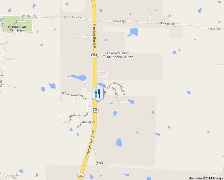 map of restaurants, bars, coffee shops, grocery stores, and more near 1024 Addison Avenue in Pottsboro