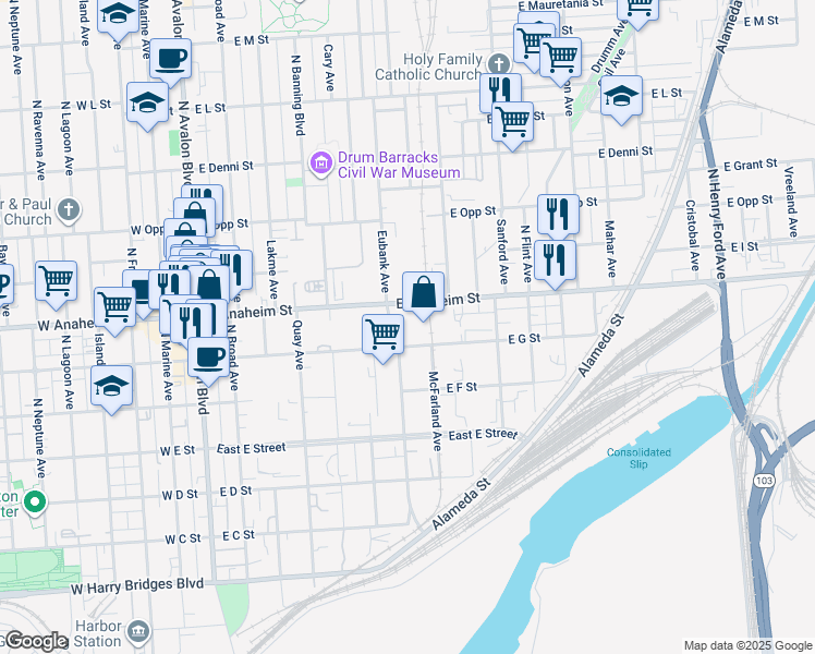 map of restaurants, bars, coffee shops, grocery stores, and more near 720 Eubank Avenue in Los Angeles