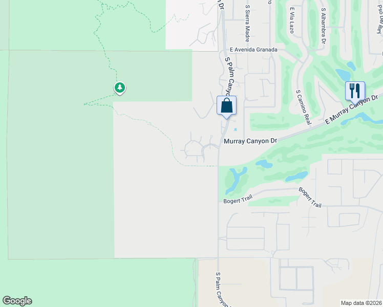 map of restaurants, bars, coffee shops, grocery stores, and more near 2890 Medina Court in Palm Springs