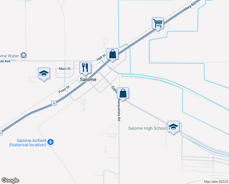 map of restaurants, bars, coffee shops, grocery stores, and more near 38238 Salome Road in Salome