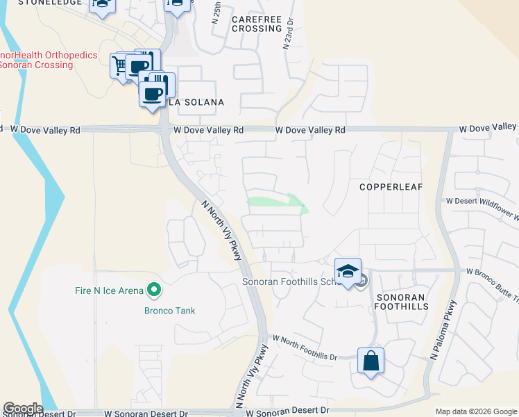 map of restaurants, bars, coffee shops, grocery stores, and more near 2410 West Jake Haven in Phoenix