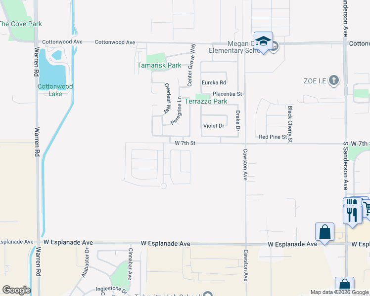 map of restaurants, bars, coffee shops, grocery stores, and more near 2993 Desiree Drive in San Jacinto