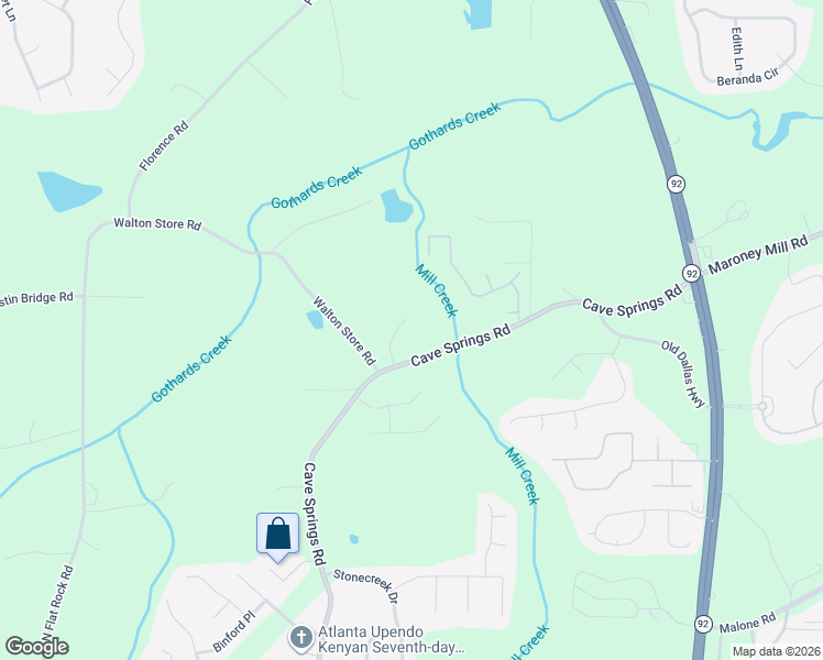 map of restaurants, bars, coffee shops, grocery stores, and more near 960 Anvil Way in Douglasville