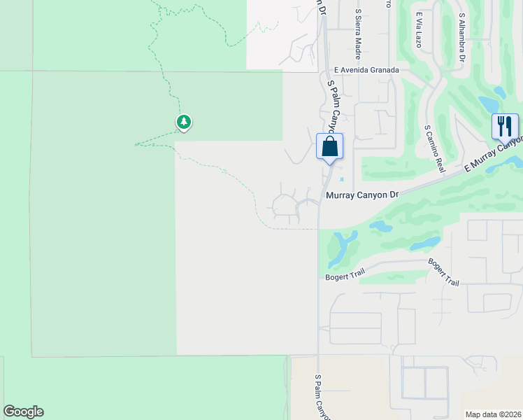 map of restaurants, bars, coffee shops, grocery stores, and more near 2891 Medina Court in Palm Springs