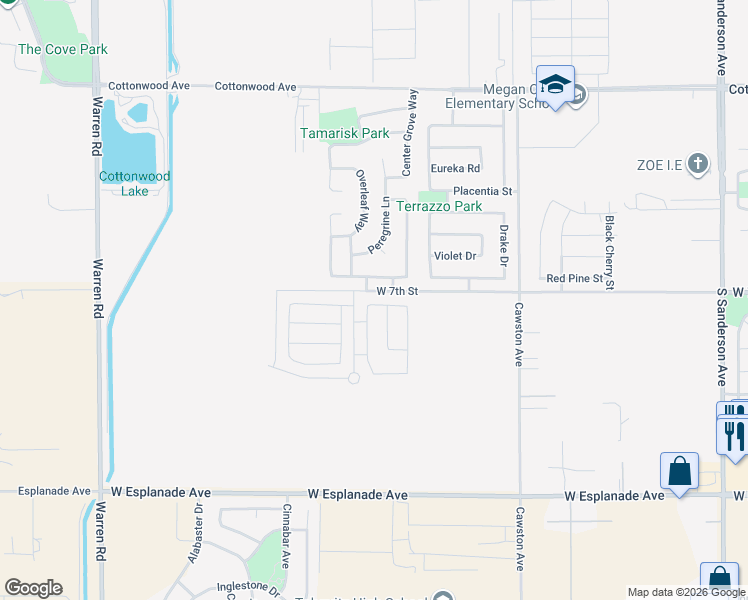 map of restaurants, bars, coffee shops, grocery stores, and more near 3075 Desiree Drive in San Jacinto