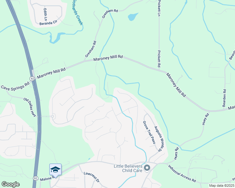 map of restaurants, bars, coffee shops, grocery stores, and more near 7205 Brittany Way in Douglasville