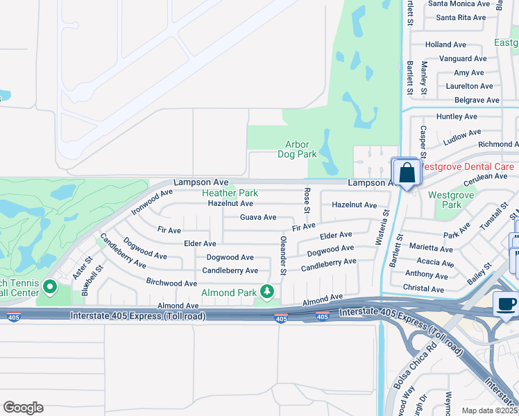 map of restaurants, bars, coffee shops, grocery stores, and more near 4580 Hazelnut Avenue in Seal Beach