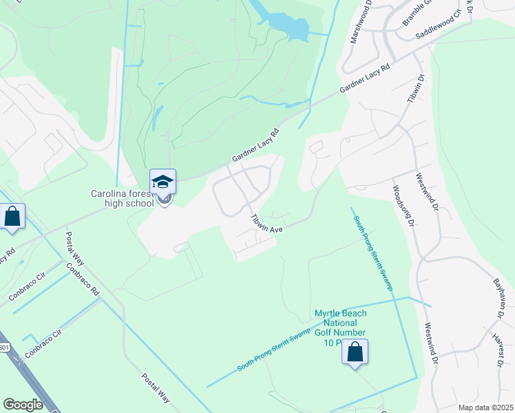 map of restaurants, bars, coffee shops, grocery stores, and more near 537 Highway 905 in Conway
