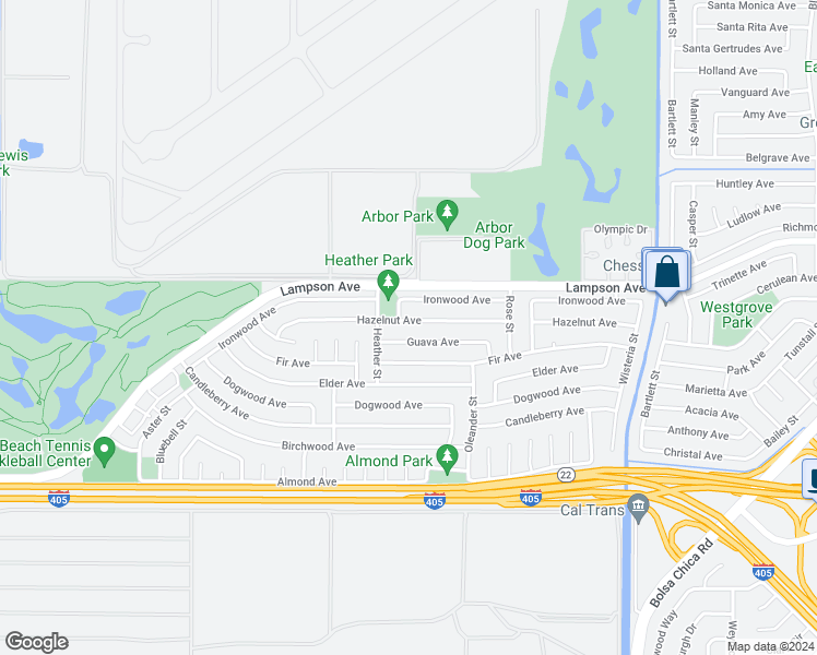 map of restaurants, bars, coffee shops, grocery stores, and more near 4532 Hazelnut Avenue in Seal Beach