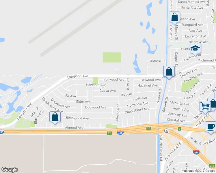 map of restaurants, bars, coffee shops, grocery stores, and more near 4580 Hazelnut Avenue in Seal Beach