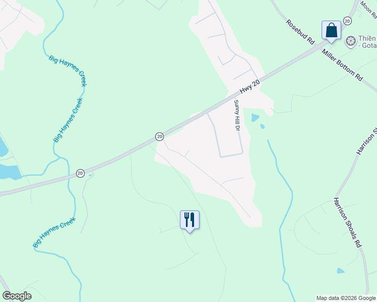 map of restaurants, bars, coffee shops, grocery stores, and more near 6951 Nora Ct in Loganville