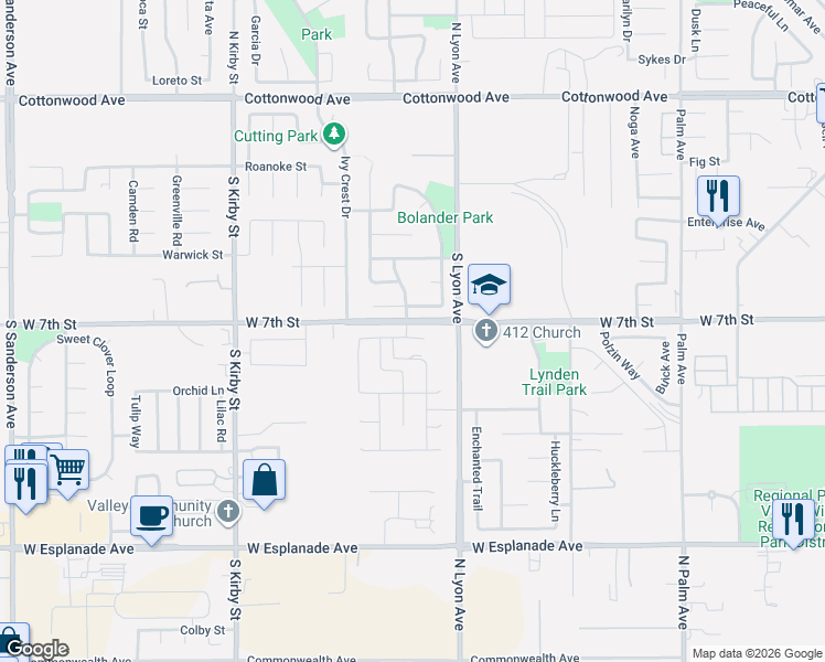 map of restaurants, bars, coffee shops, grocery stores, and more near 1589 Mystic Trail in San Jacinto