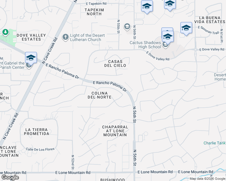 map of restaurants, bars, coffee shops, grocery stores, and more near 5422 East Lonesome Trail in Cave Creek