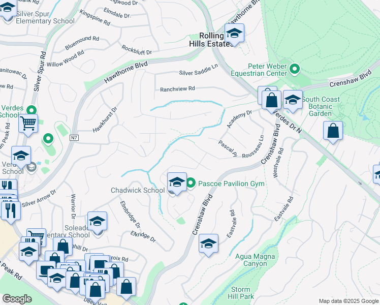 map of restaurants, bars, coffee shops, grocery stores, and more near 4333 Cartesian Circle in Palos Verdes Peninsula