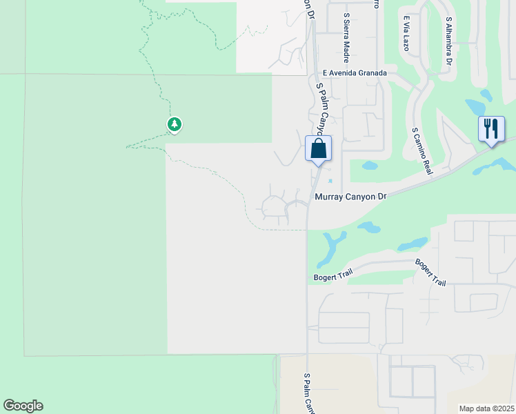 map of restaurants, bars, coffee shops, grocery stores, and more near 2890 Medina Court in Palm Springs