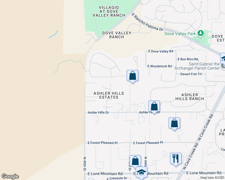 map of restaurants, bars, coffee shops, grocery stores, and more near 32445 41st Way in Cave Creek