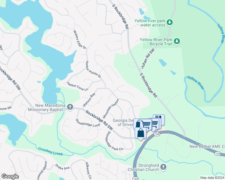map of restaurants, bars, coffee shops, grocery stores, and more near 510 Watson Bay in Stone Mountain