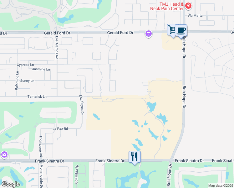 map of restaurants, bars, coffee shops, grocery stores, and more near 11 Mark Terrace in Rancho Mirage