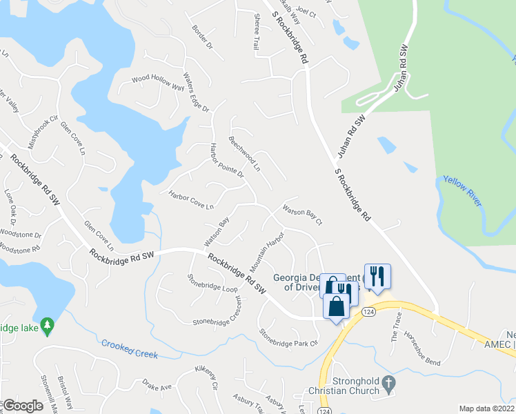 map of restaurants, bars, coffee shops, grocery stores, and more near 485 Watson Bay in Stone Mountain
