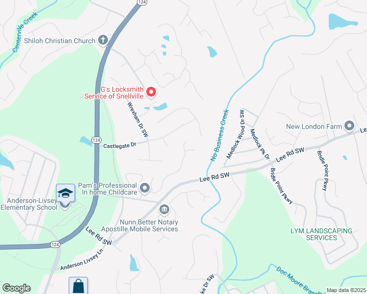 map of restaurants, bars, coffee shops, grocery stores, and more near 4106 Round Stone Drive in Snellville