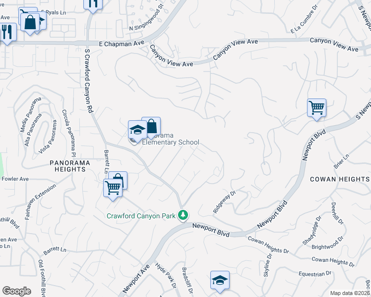 map of restaurants, bars, coffee shops, grocery stores, and more near 12522 El Roy Drive in Santa Ana