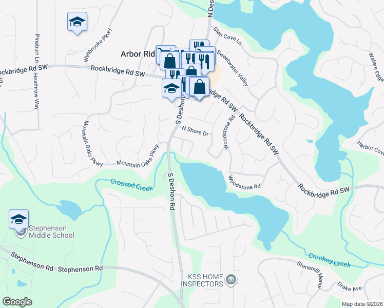 map of restaurants, bars, coffee shops, grocery stores, and more near 7093 Biltmore Trce in Lithonia